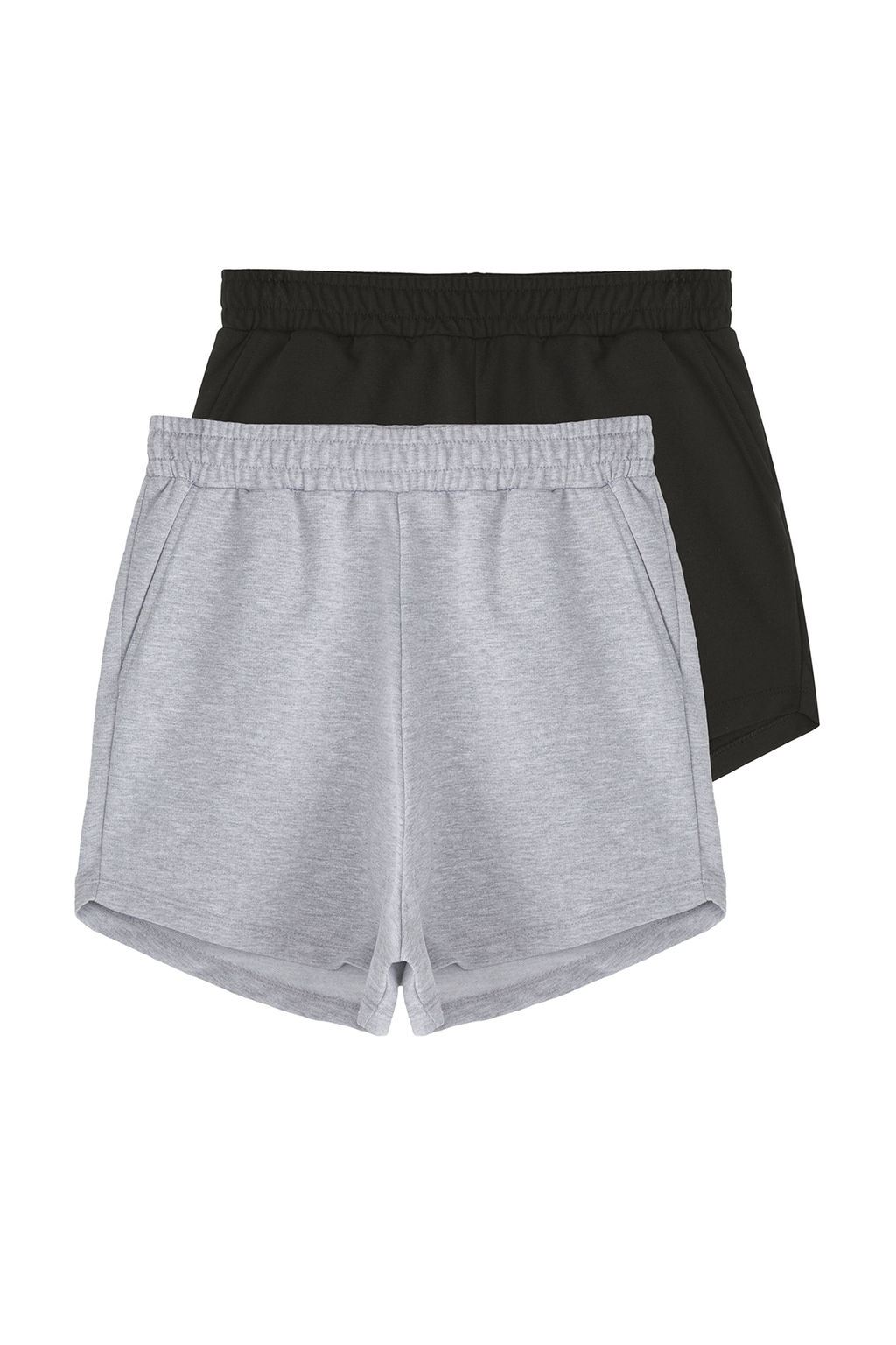 Gri Melanj- Siyah 2Li Paket Relaxed/Rahat Kal?p K?sa Esnek Orme Sort & Bermuda TWOSS25SR00084