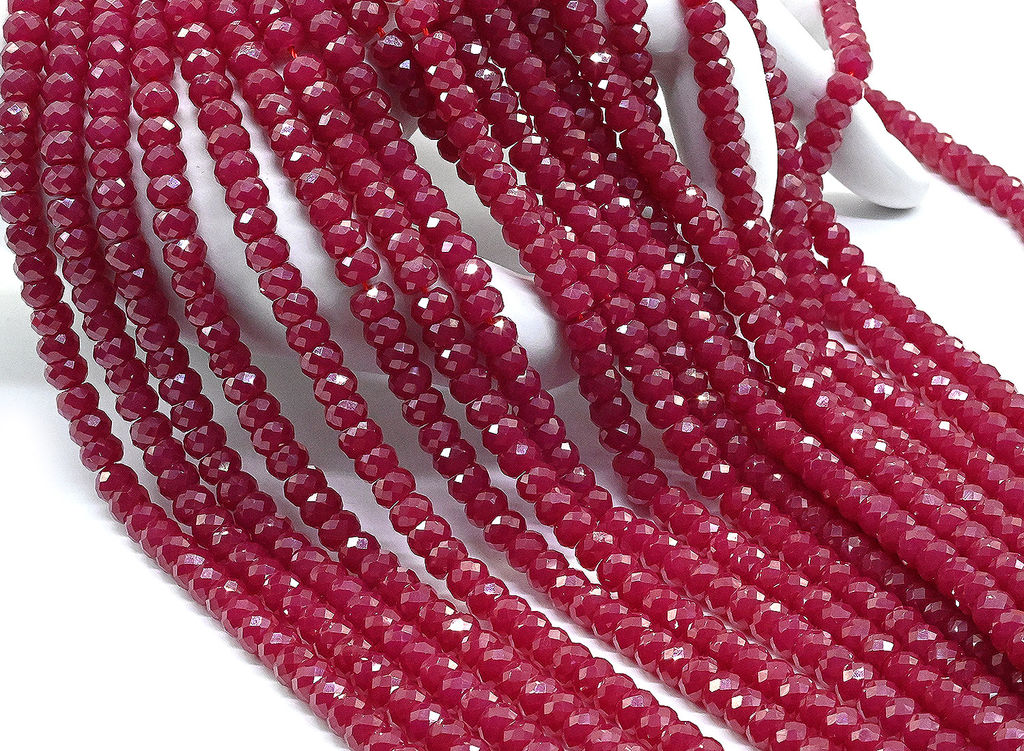 Бусины из рубина рондель граненый 6*4мм, 38см, 97 бусин Радуга камня