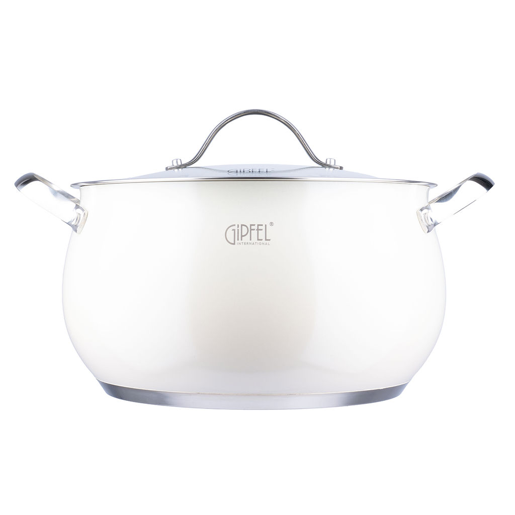 52292 GIPFEL Кастрюля NOVELLA 6,0 л / 24х13,5 см со стеклянной крышкой, с индукционным капсульным дном. Материал: нержавеющая сталь 18/10. Толщина: 0,8мм. Цвет: бежевый  фото 3
