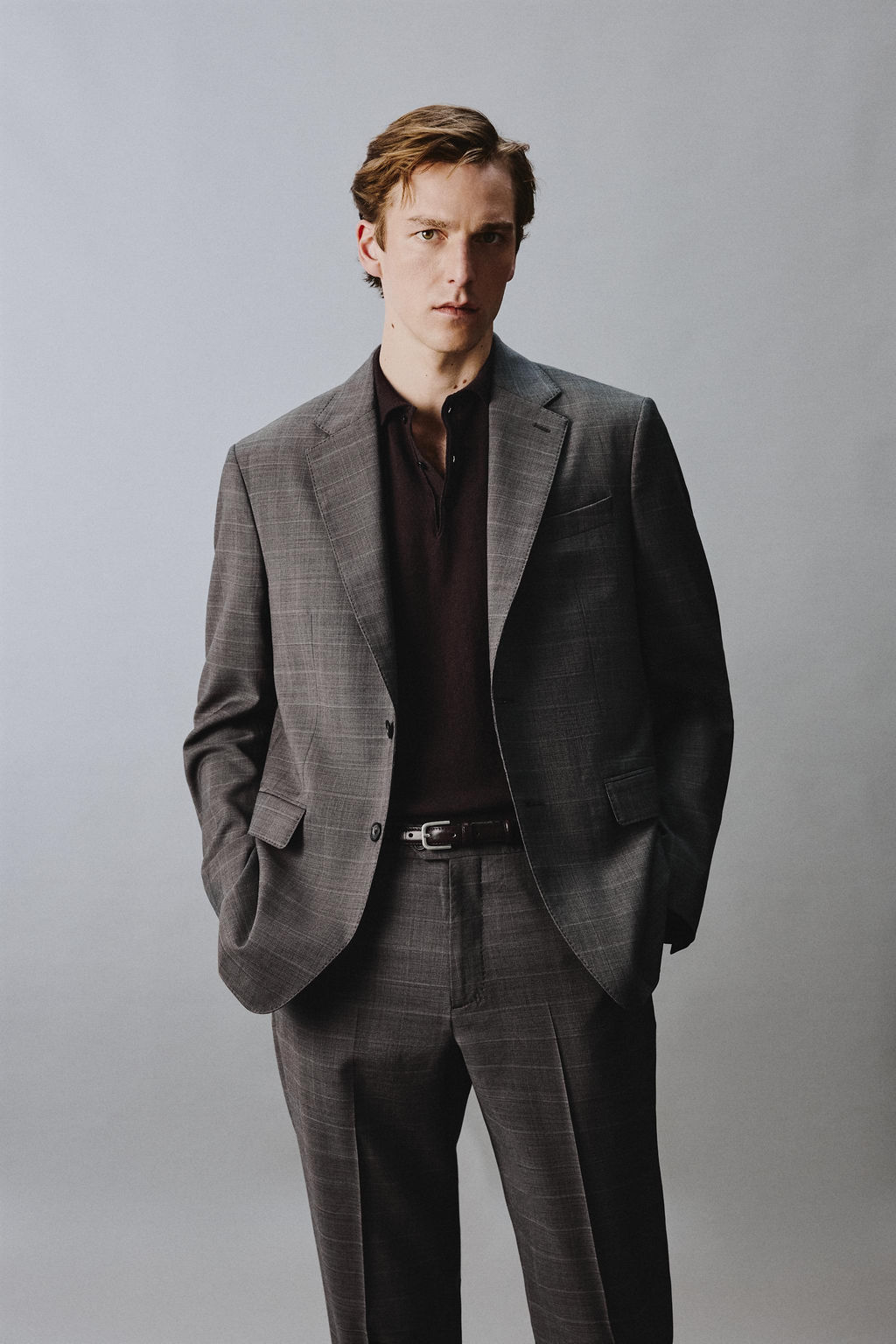 BLAZER TRAJE CUADROS 100% LANA / Marr?n - Zara фото 2