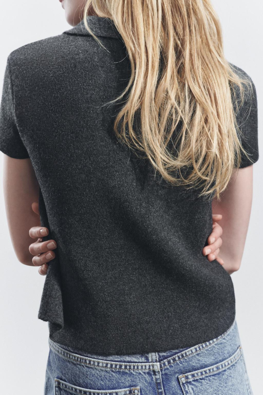 PLAIN KNIT SHORT SLEEVE JACKET - Zara фото 3