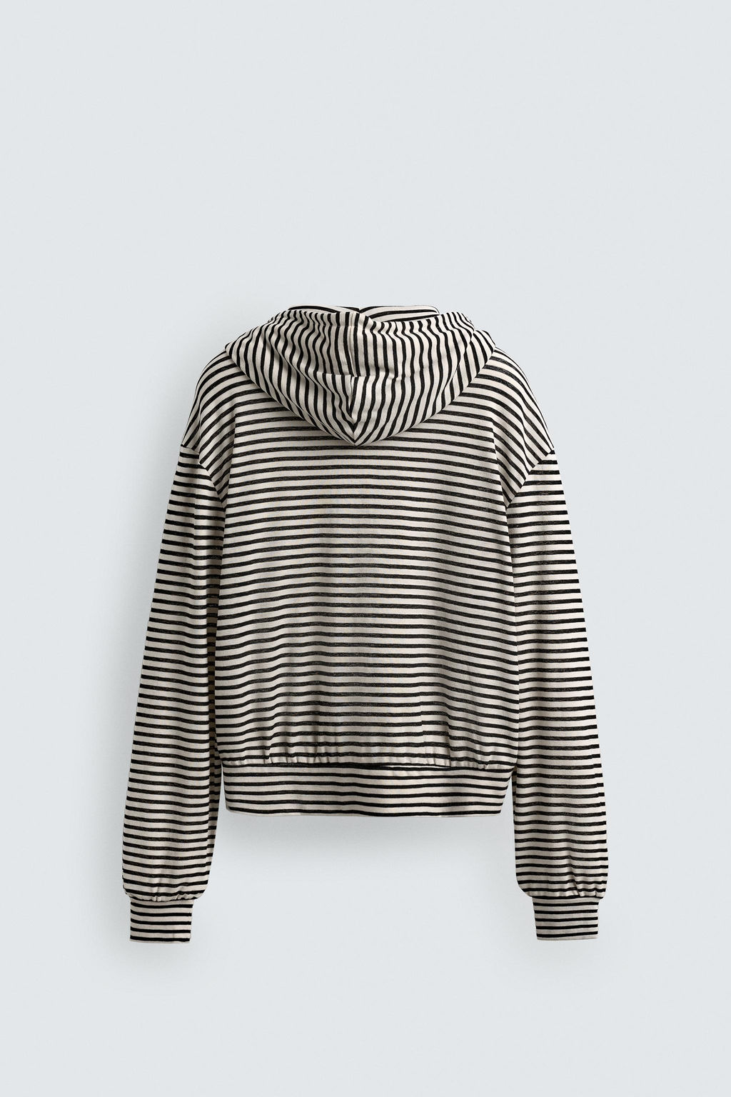 SUDADERA JACQUARD RAYAS CREMALLERA CAPUCHA / Blanco / Negro - Zara фото 9
