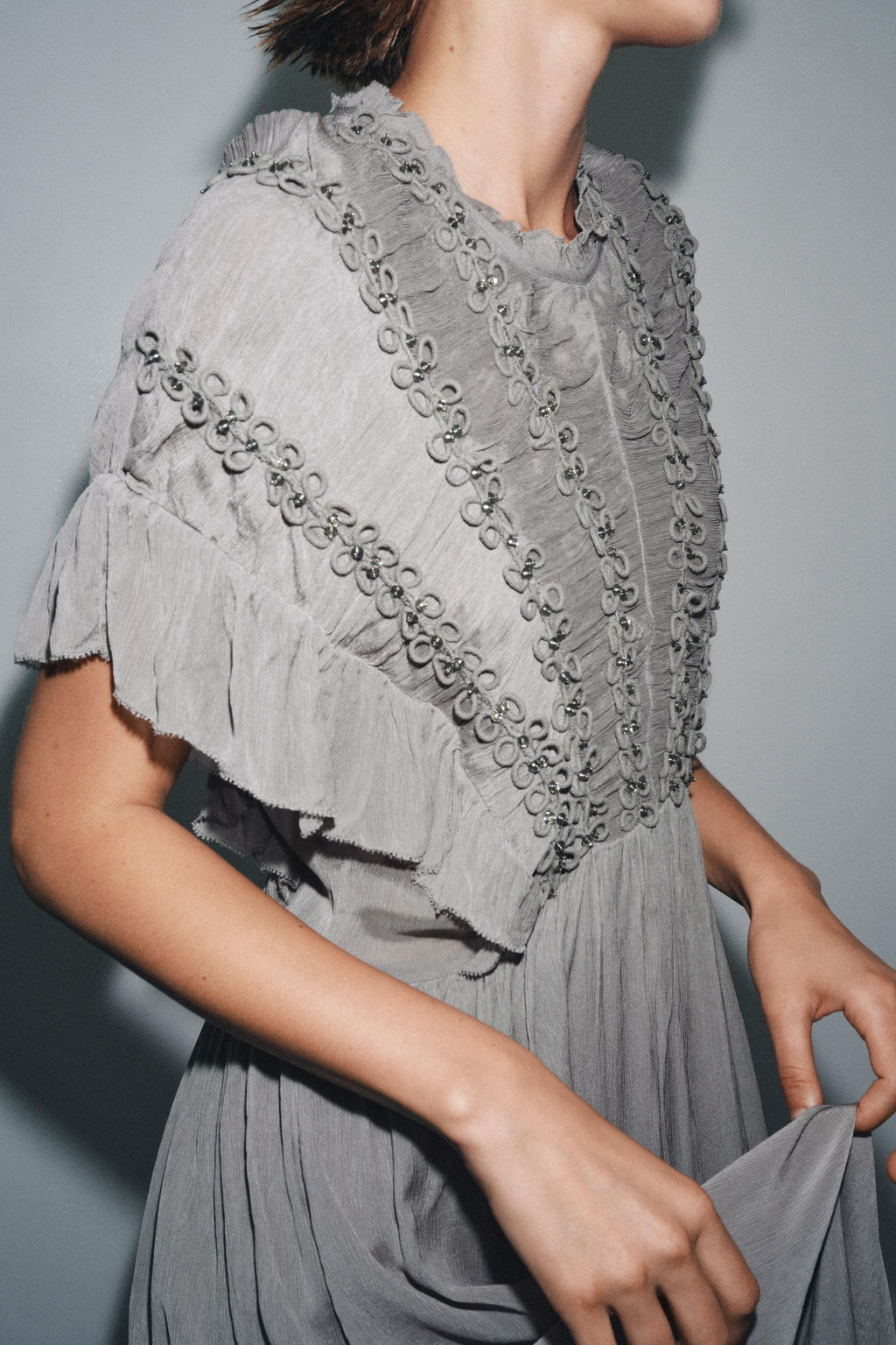 JEWEL KNOT TEXTURED DRESS