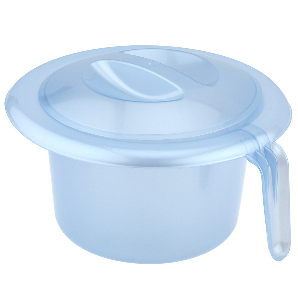 Горшок детский из полипропилена д21см, h13,5см, с крышкой, голубой перламутр (Россия) - Домашняя мода фото 2