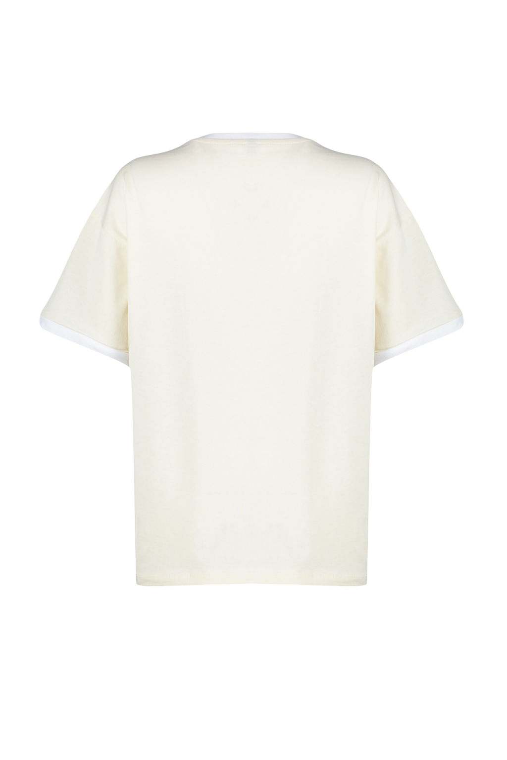 TRENDYOLMILLA Siyah %100 Pamuk Kontrast Yaka ve Serit Detayl? Oversize/Rahat Kesim Orme T-Shirt TWOSS24TS00052 фото 8