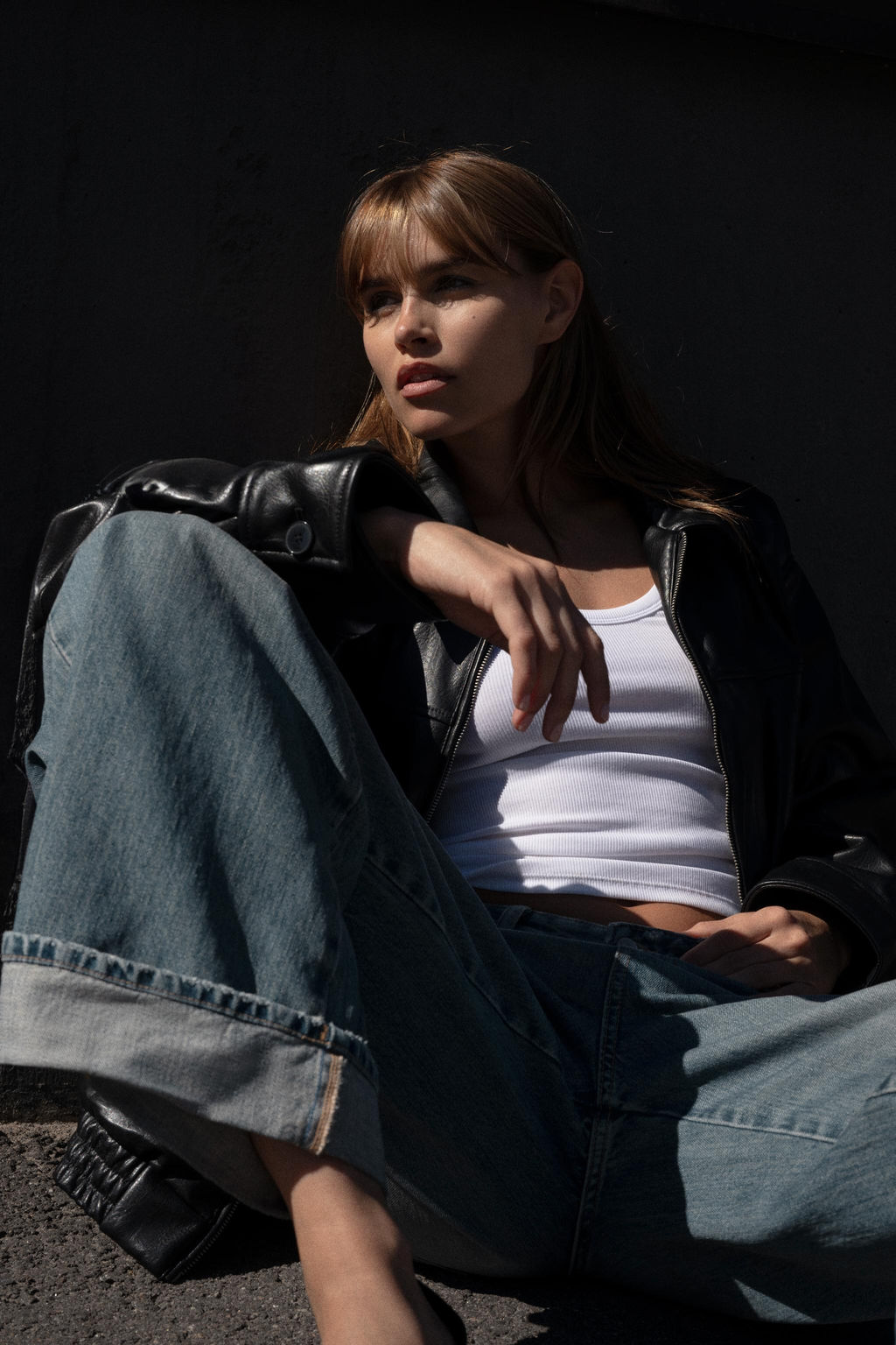 TRF MID-WAIST BAGGY FOLDED JEANS