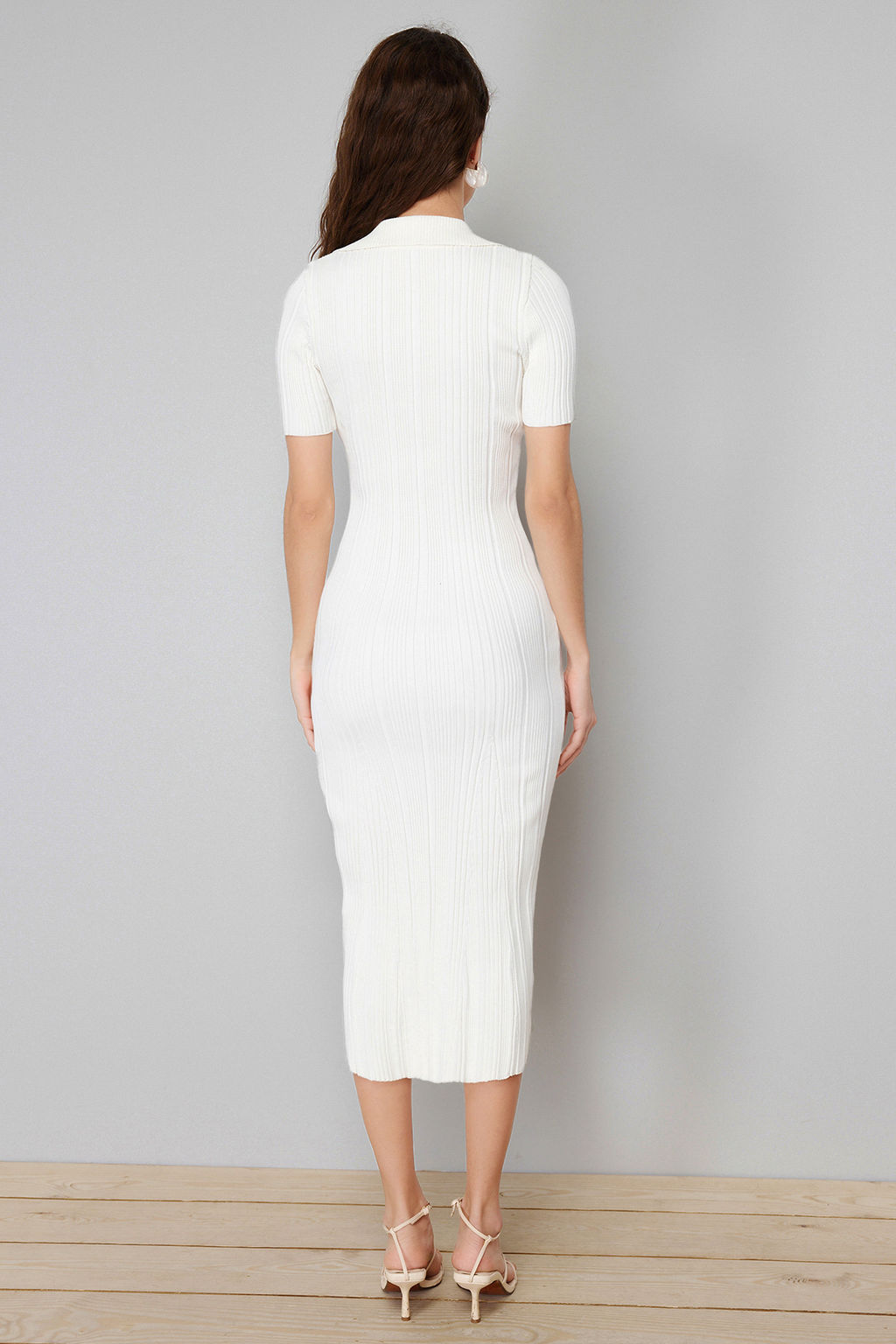 TRENDYOLMILLA Lacivert Maxi Triko Polo Yaka Elbise TWOSS24EL00282 фото 38