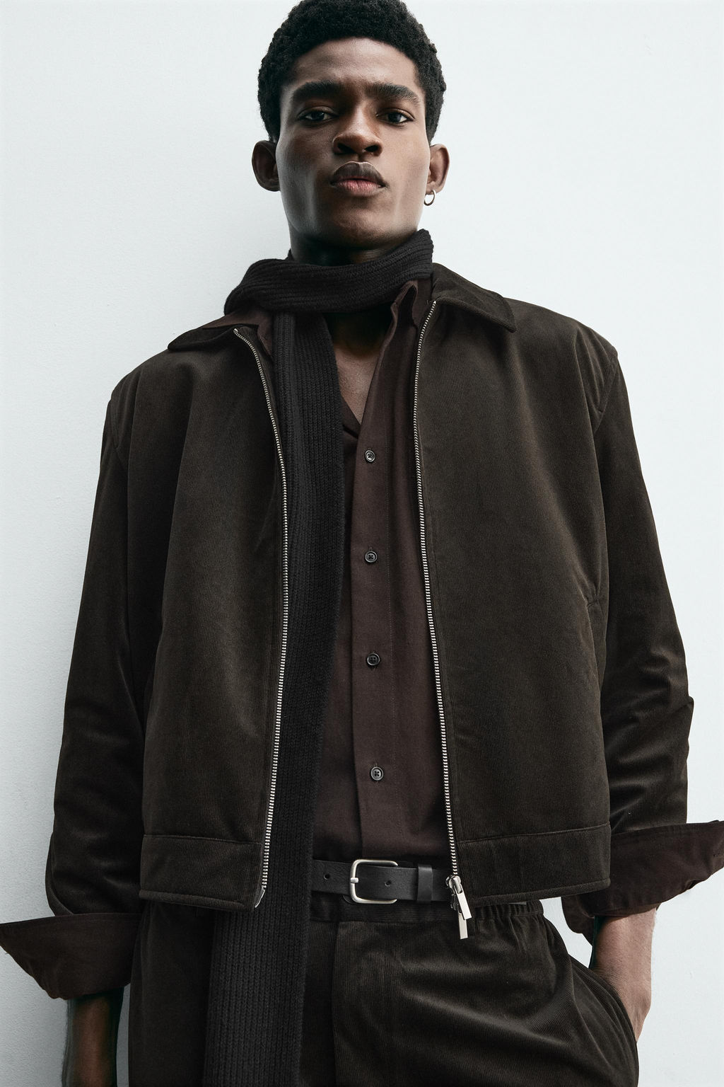 TEXTURED VELVET OVERSHIRT