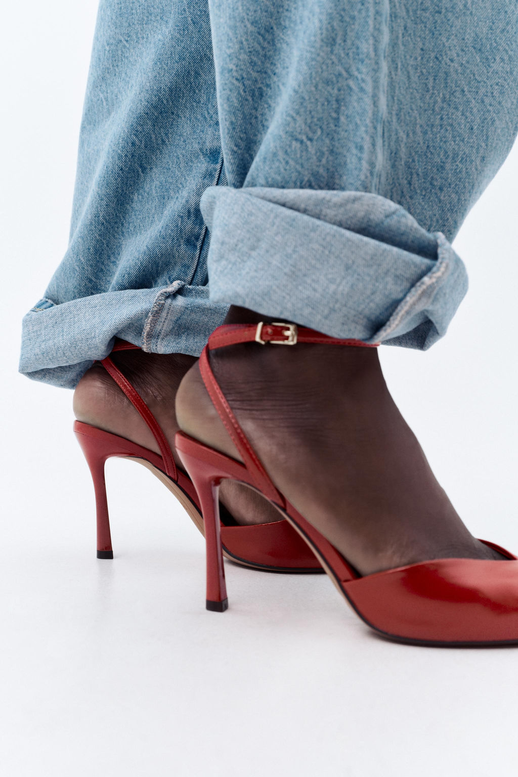STILETTO HEEL ANKLE STRAP SANDALS