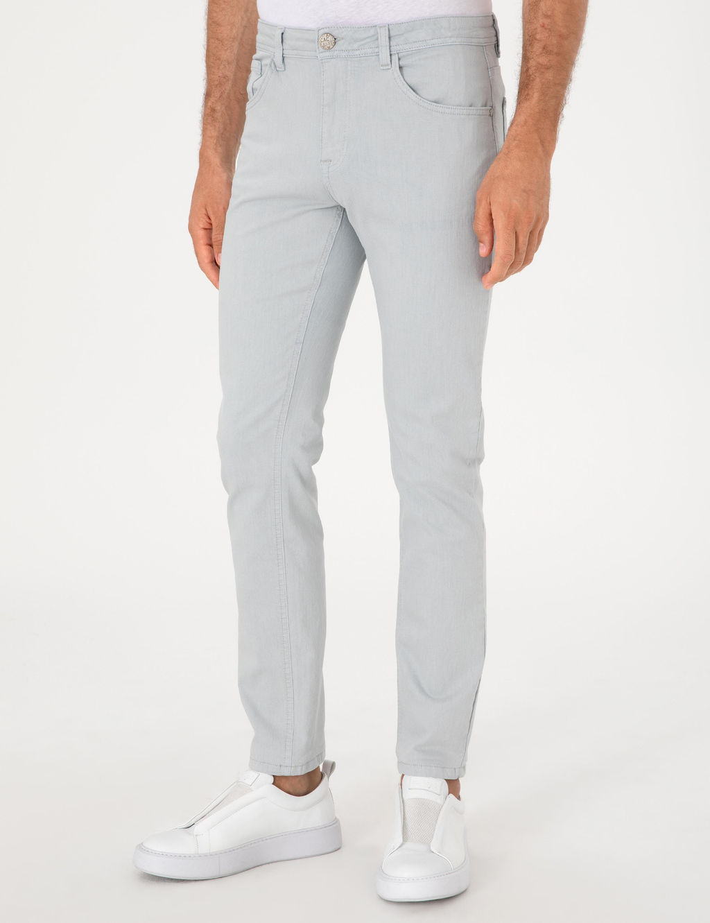 Buz Mavisi Slim Fit Pamuk Kar___ml_ Jean Pantolon