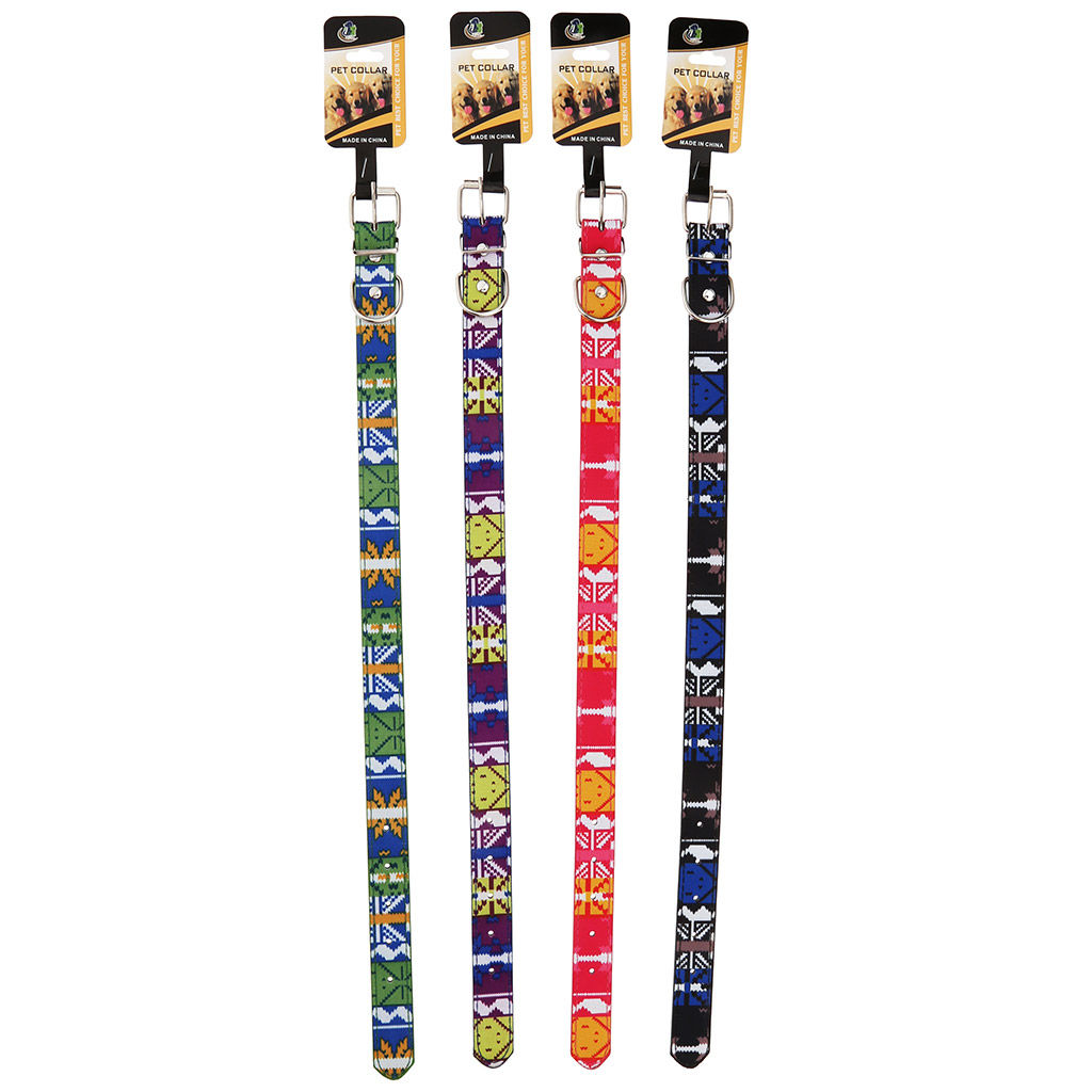 Пэт тойс (Pet toys) Ошейник для собаки Этно 2,4х51см, металлическая застежка, основа-под кожу, верх-полиэстер, металл декор, на картоне, цвета в ассортименте: сине-черный, желто-зеленый, фуксия, фиолетовый (Китай) фото 5
