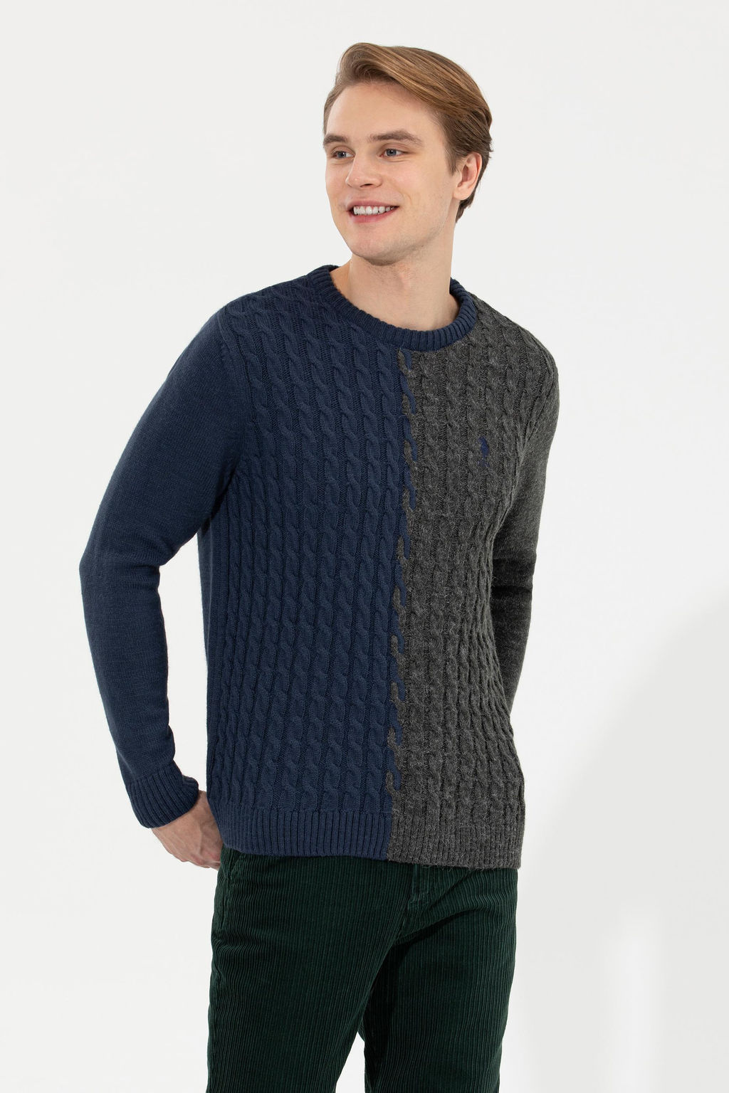 Мужской темно-синий вязаный свитер - U.s. polo assn фото 13