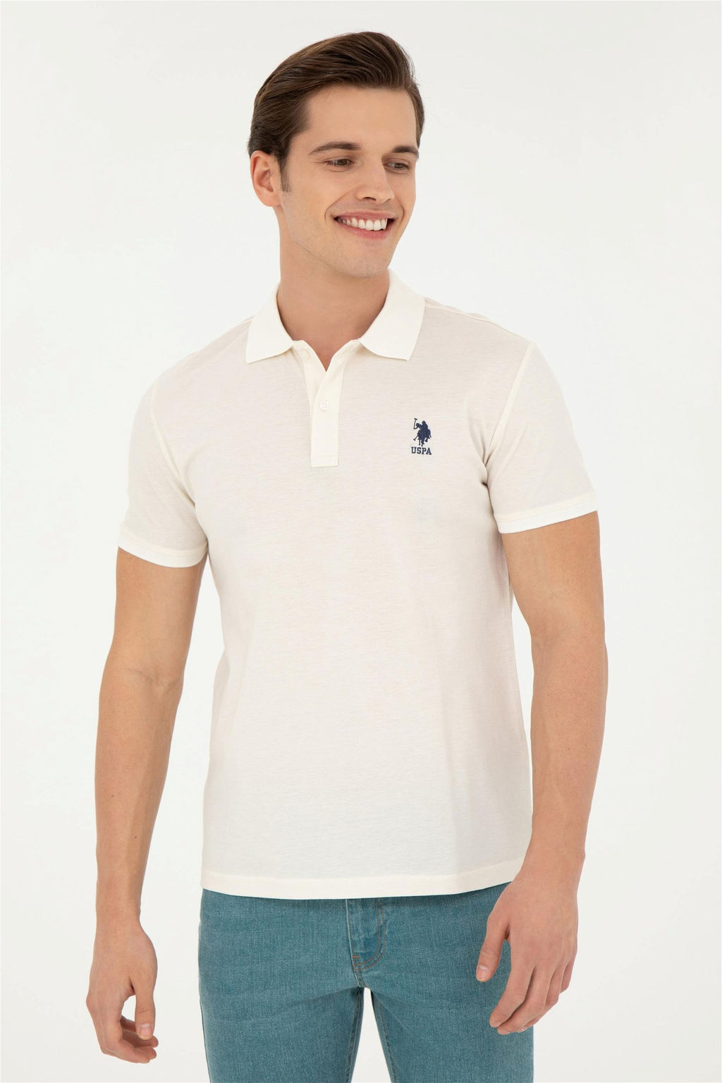 Мужская футболка поло цвета экрю - U.s. polo assn фото 3