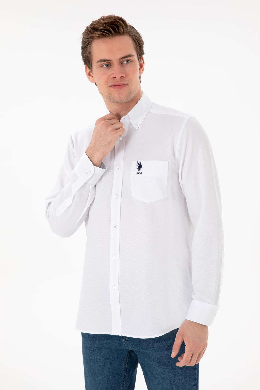 Erkek Beyaz Uzun Kollu G_mlek Sepette S_rpriz _ndirim - U.s. polo assn фото 3