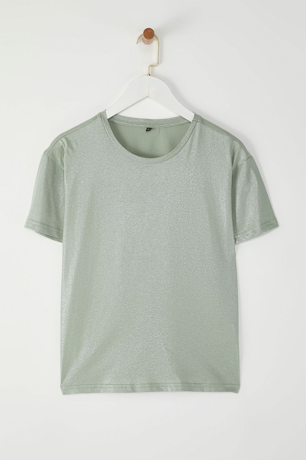 Trendyolmilla Alt?n Varak Bask?l? Regular/Normal Kal?p Orme Bluz TWOSS24BZ00097  фото 5