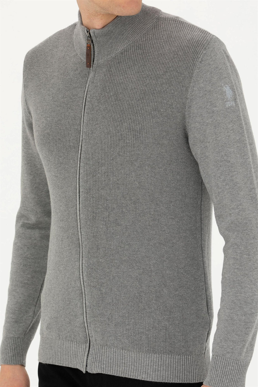 Мужской серый меланжевый трикотажный кардиган - U.s. polo assn фото 6