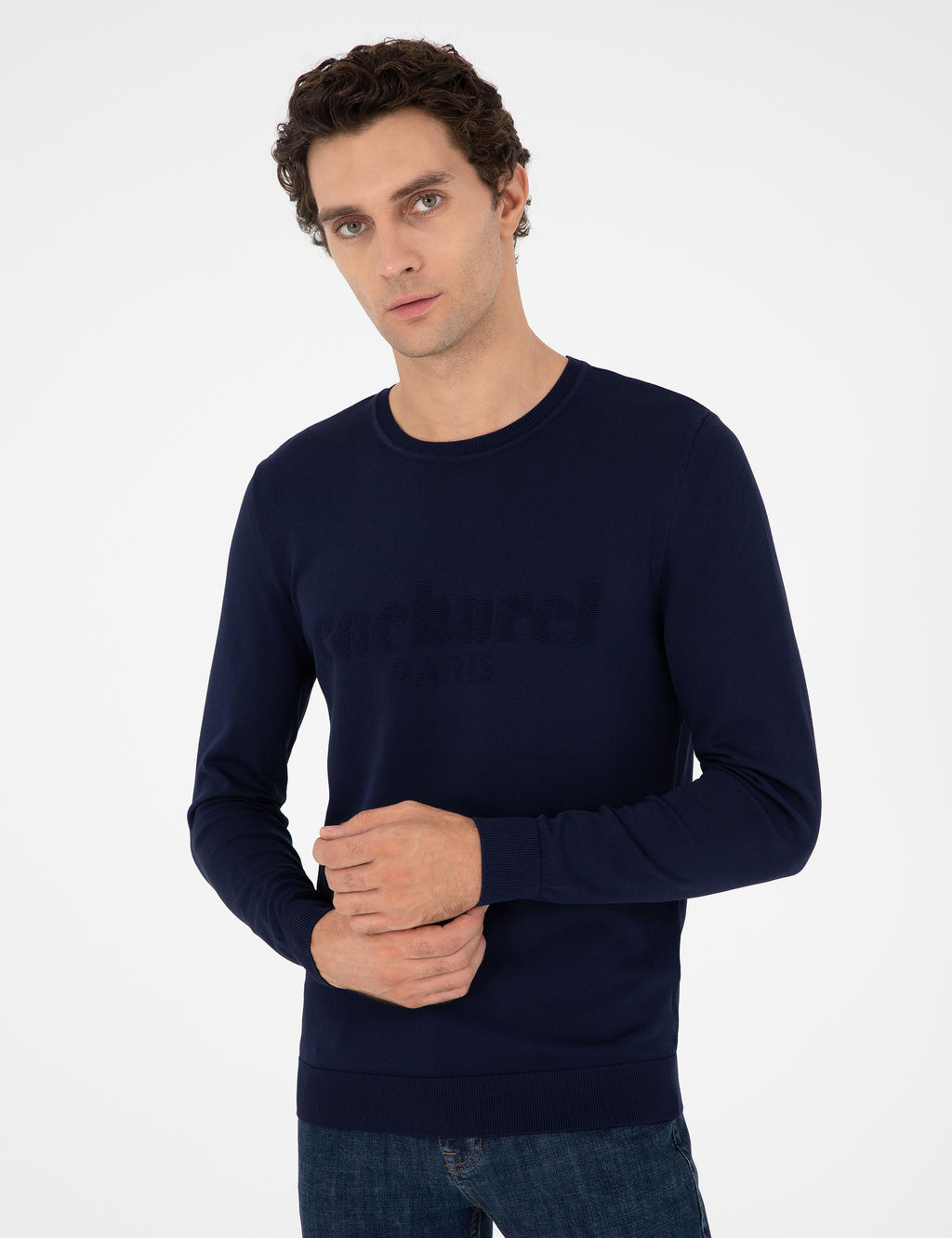 Темно-синий зауженный свитер - Cacharel фото 3