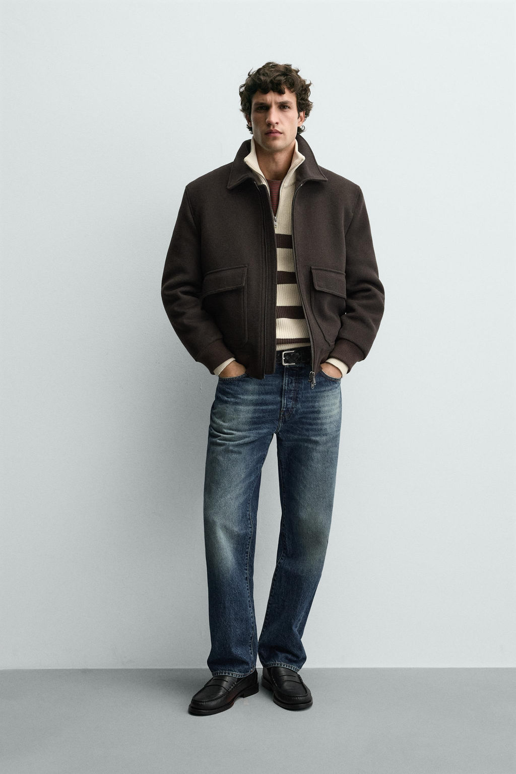 WOOL BLEND JACKET WITH CONTRAST COLLAR