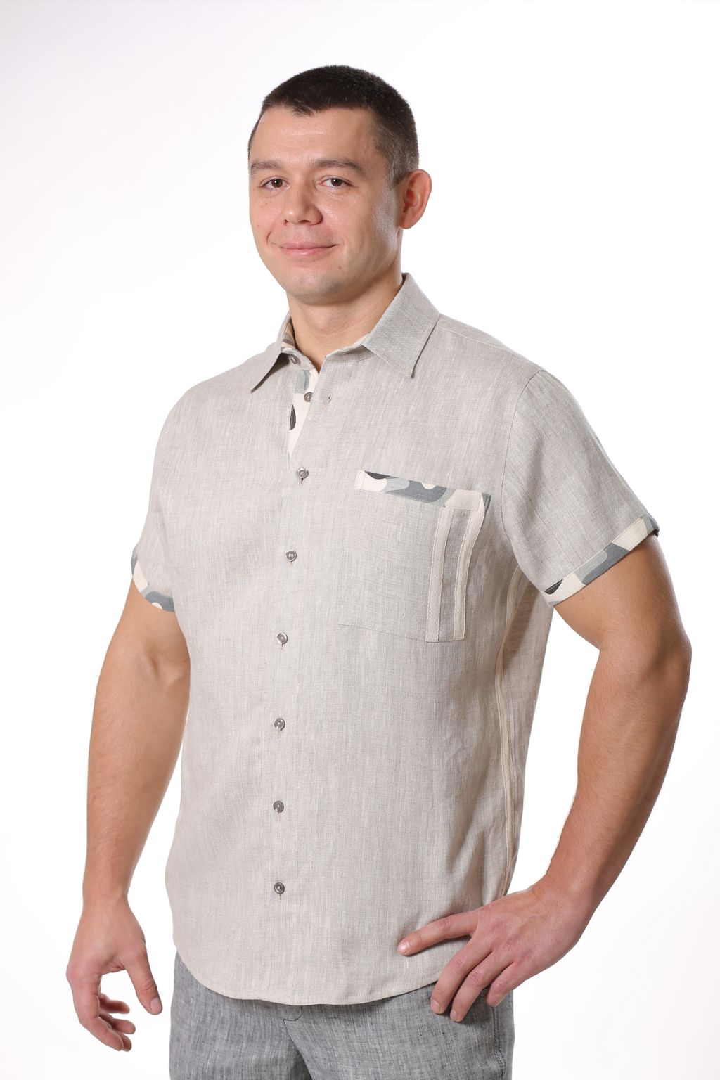 Рубашка 0209 натуральный - Новый лен фото 3