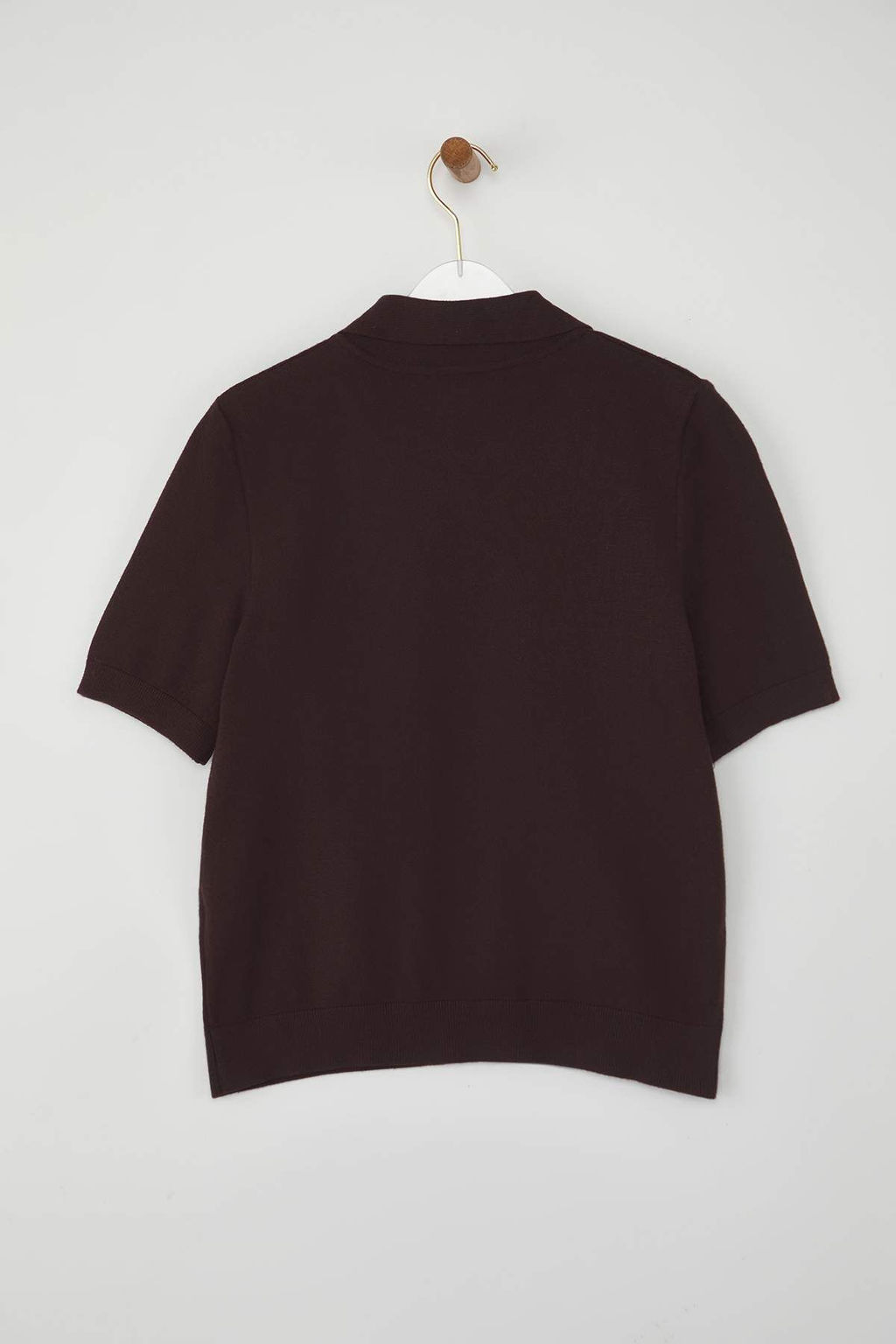 Kahverengi Polo Yaka Premium Iplik / Ozel Iplik Triko Ince Bluz TWOSS25BZ00184