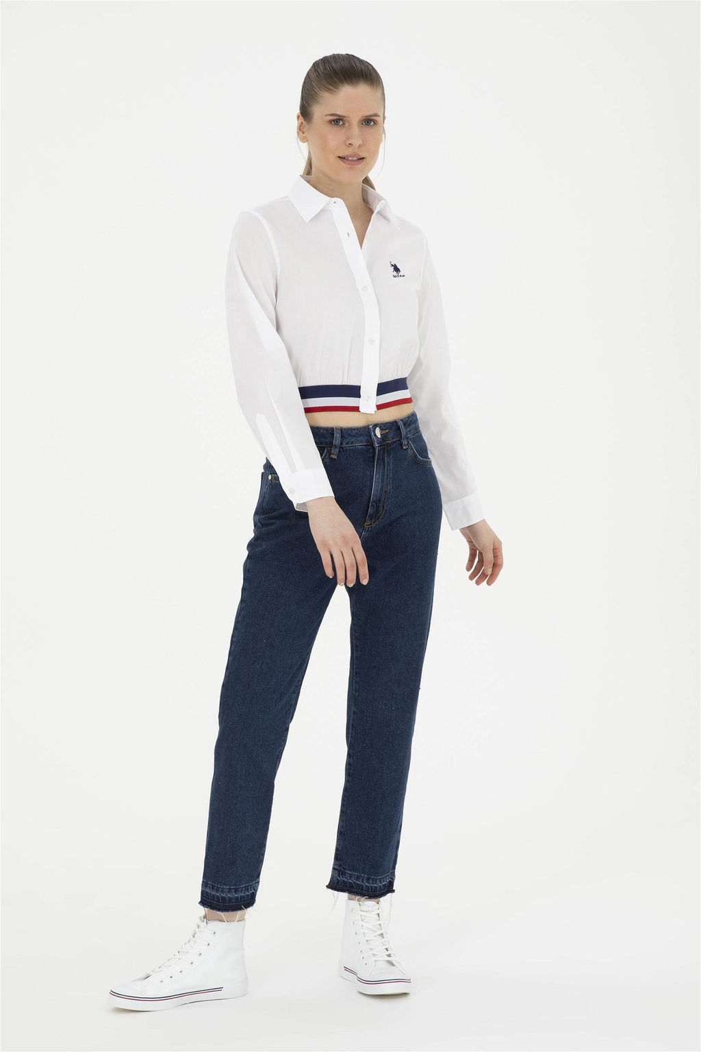 Женская белая рубашка с длинным рукавом Неожиданная скидка в корзине - U.s. polo assn фото 4