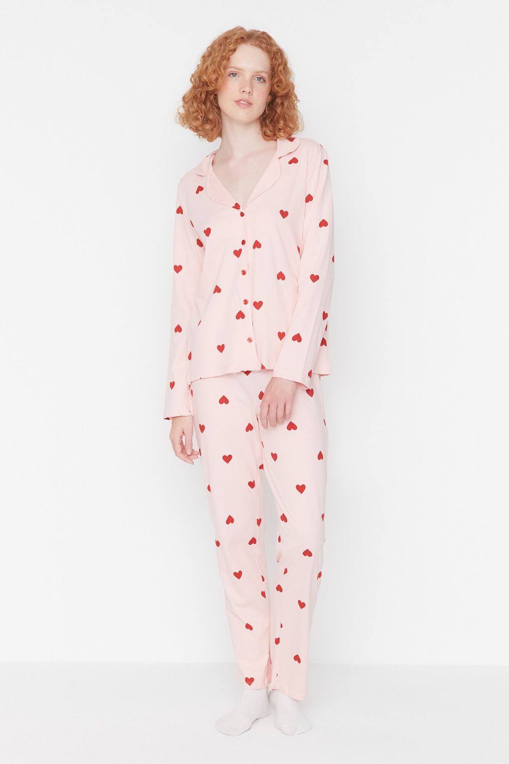 Pembe %100 Pamuklu Kalpli Orme Pijama Tak?m? THMAW21PT0548
