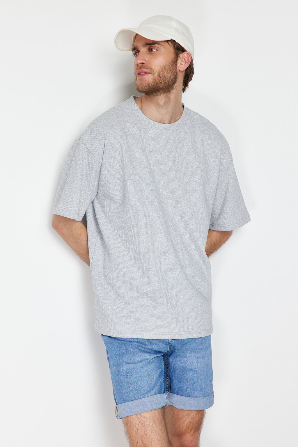 TRENDYOL MAN Basic Bordo Oversize/Genis Kesim Dokulu Waffle K?sa Kol T-Shirt TMNSS22TS00049 - Trendyolmilla фото 3