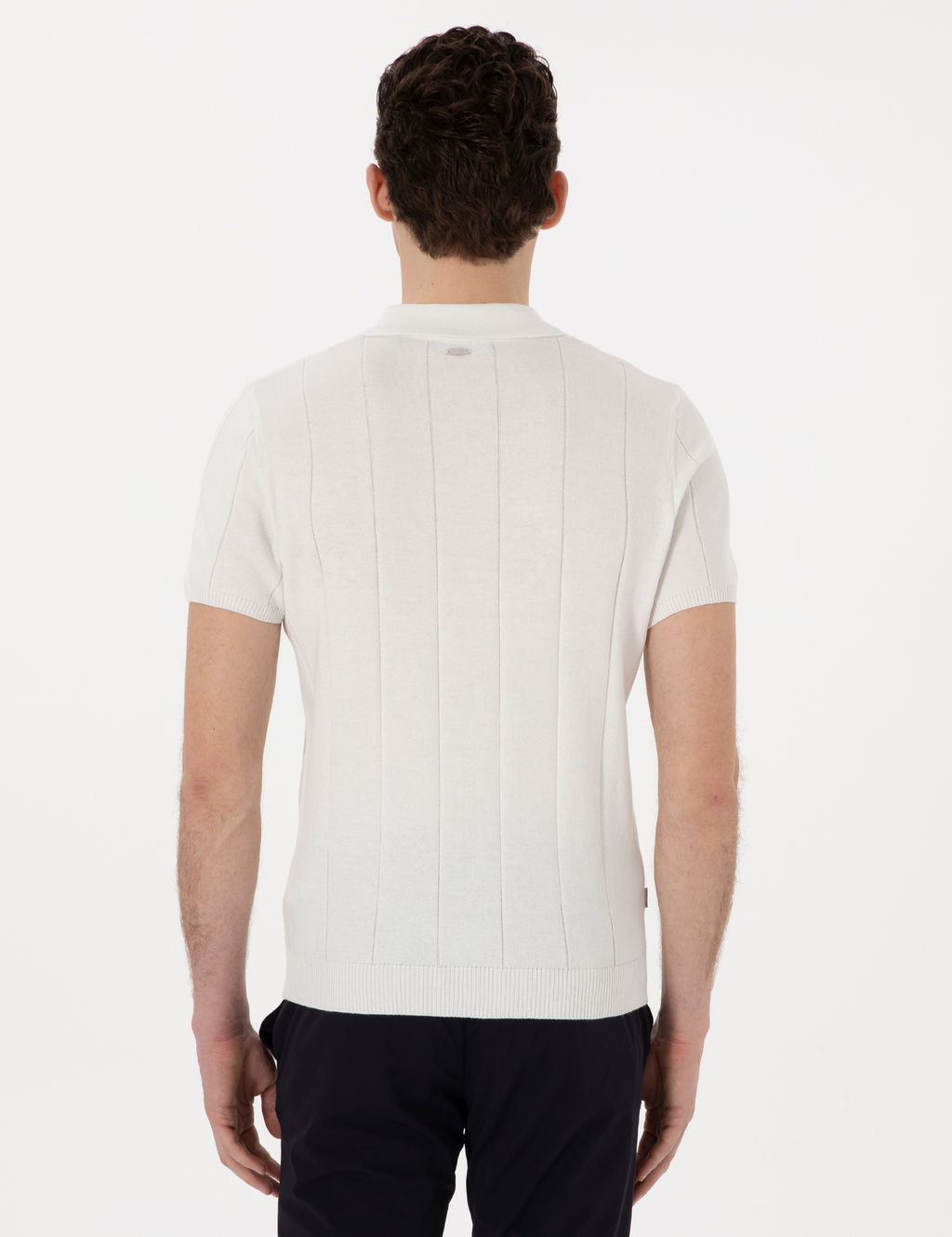 Ekru Slim Fit Fermuarl_ Polo Yaka Triko Ti__rt