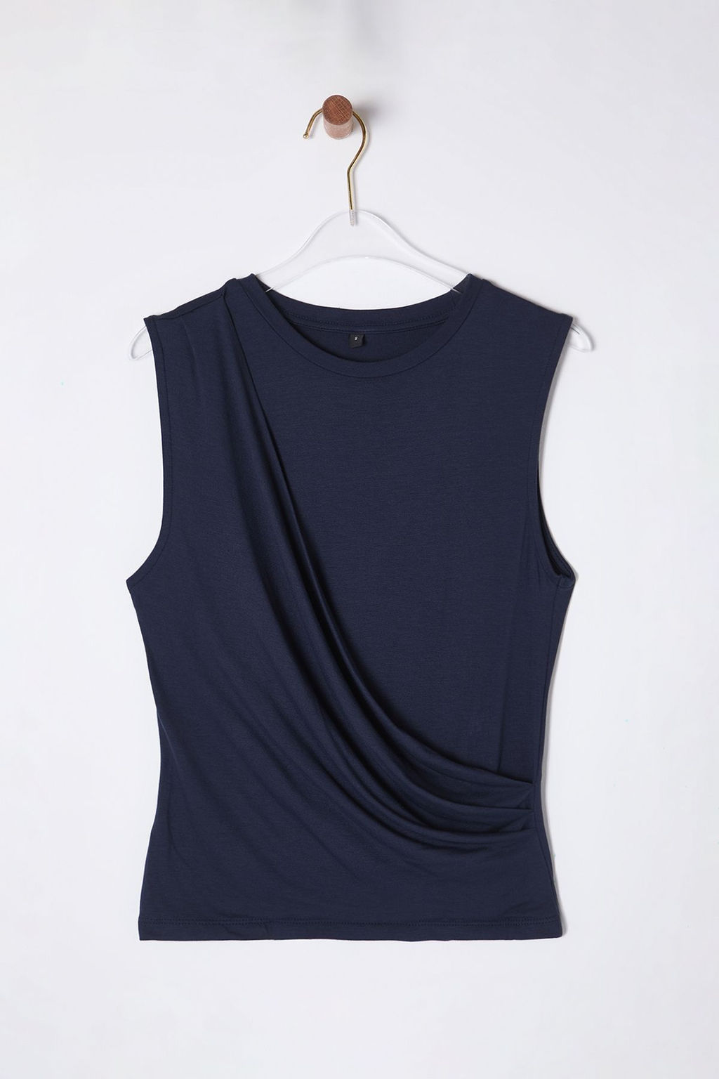 Lacivert Viskon Buzgu/Drape Detayl? Fitted/Vucuda Oturan Orme Bluz TWOSS25BZ00023 - Trendyolmilla фото 6