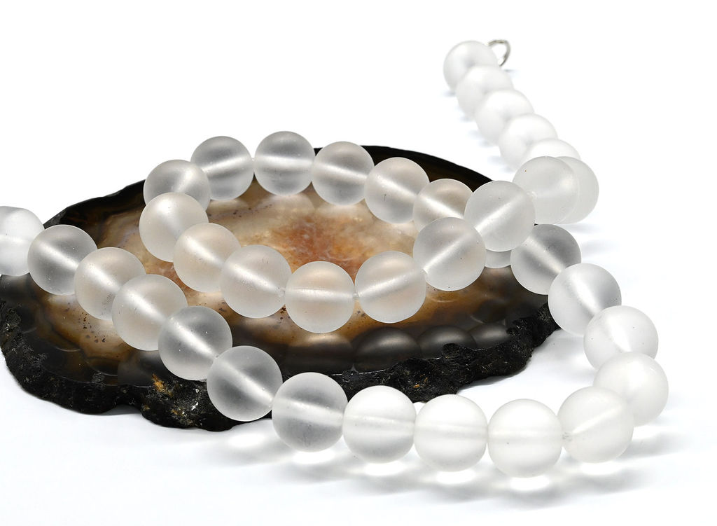 Бусы шарик 12мм из хрусталя матового искусственного, 47см.