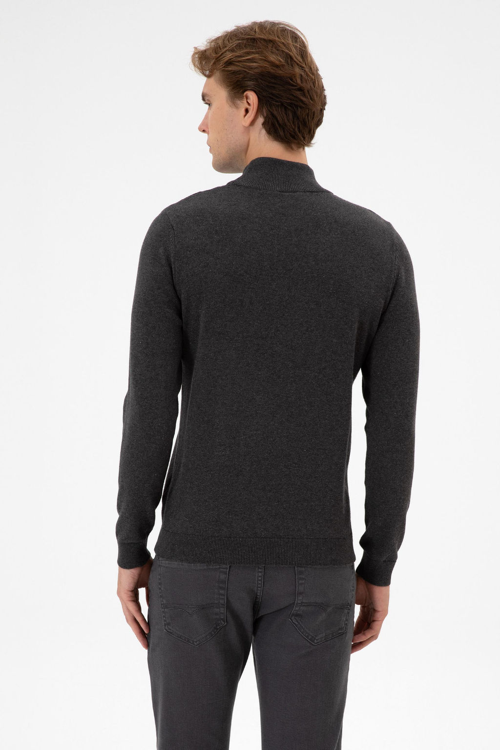 Erkek Slim Fit Bo_azl_ Antrasit Melanj Basic Kazak - U.s. polo assn фото 5