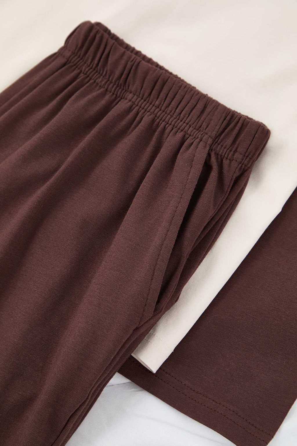Kahverengi Pamuklu Regular Fit Reglan Kol Orme Pijama Tak?m? TMNAW26PT00048 - Trendyolmilla фото 2