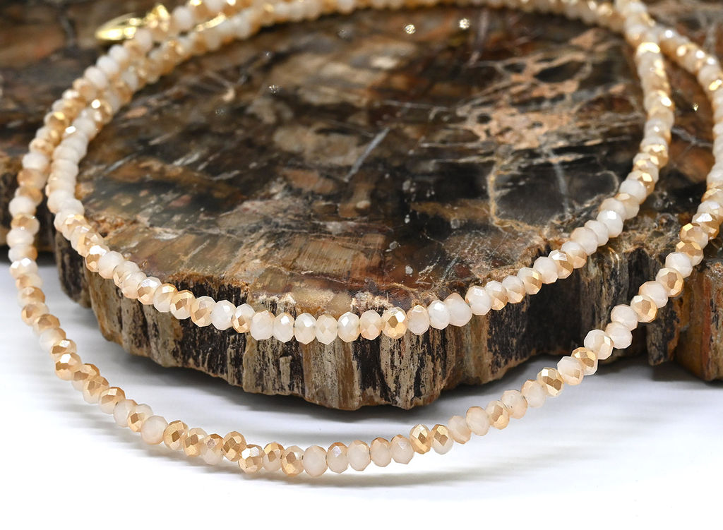 Чокер из циркона рондель граненый 3*2мм цвет шампань, 40см