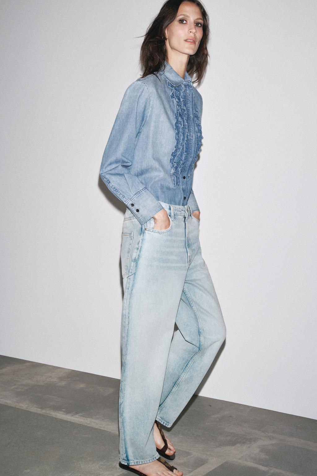 JEANS ZW COLLECTION RELAXED MID-WAIST - Zara фото 4