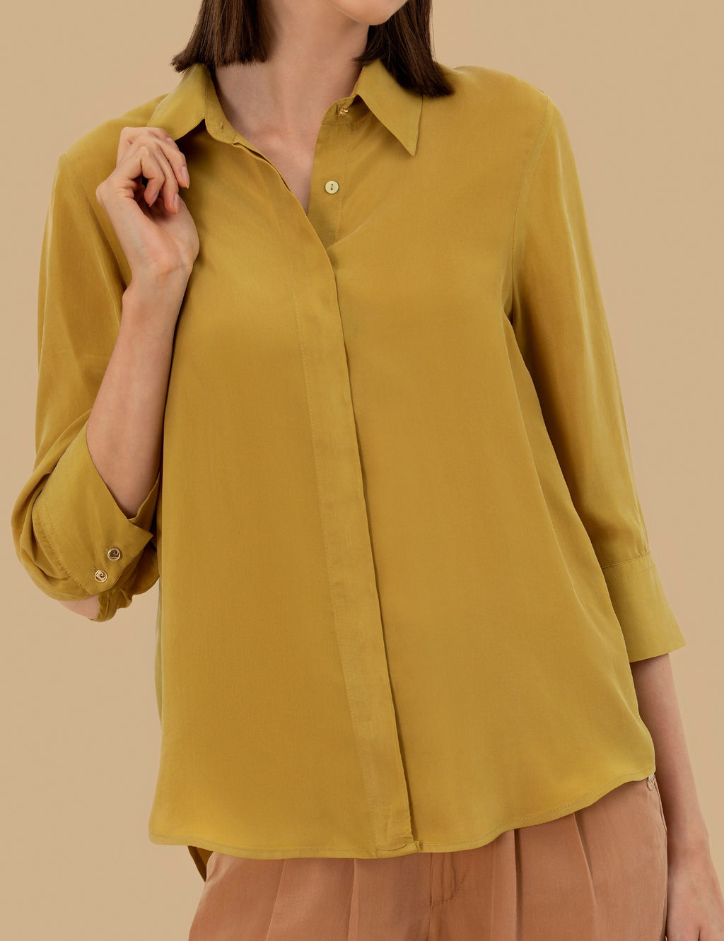 Ye_il Cupro Comfort Fit Uzun Kollu G_mlek