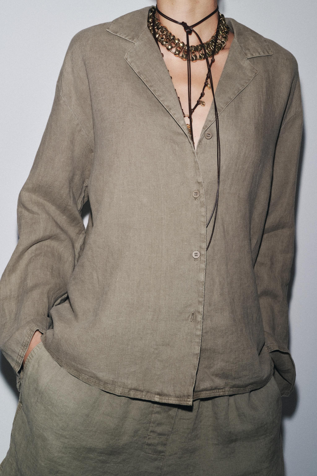 ZW COLLECTION 100% LINEN SHIRT - Zara фото 7