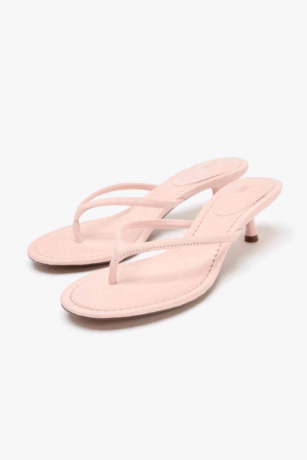 SOFT-FINISH KITTEN HEEL SANDALS - Zara фото 3