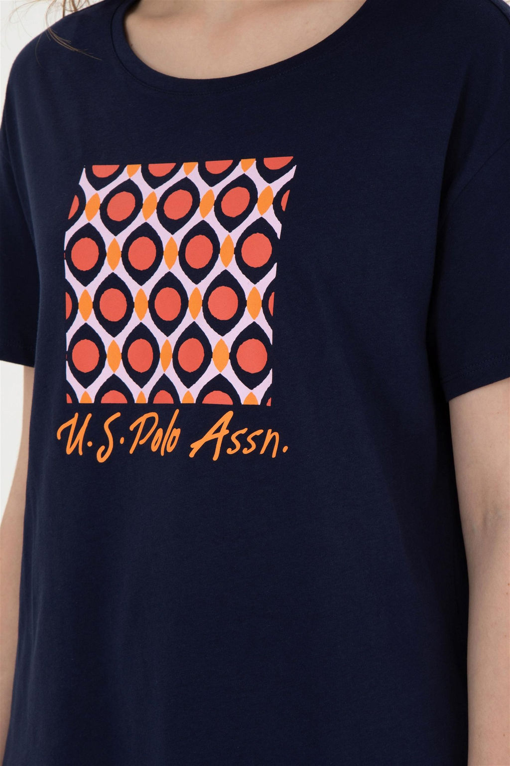 Женская темно-синяя футболка с круглым вырезом - U.s. polo assn фото 6
