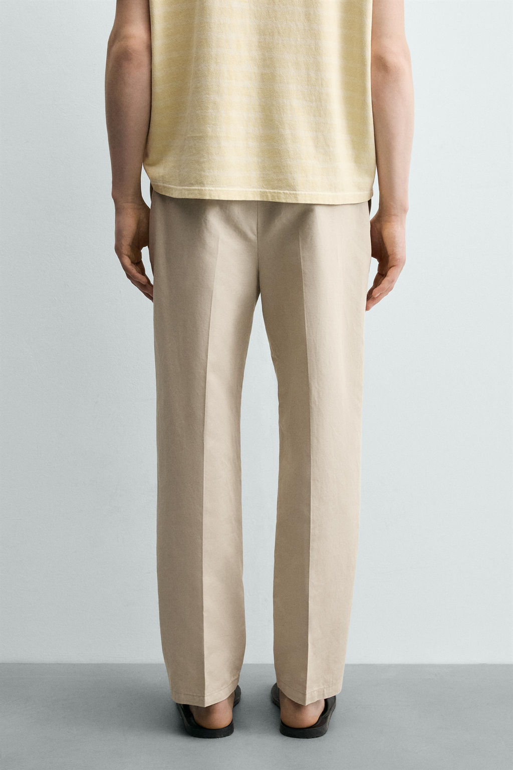 PANTAL?N CHINO STRAIGHT FIT ALGOD?N - LINO / Beige vigor?