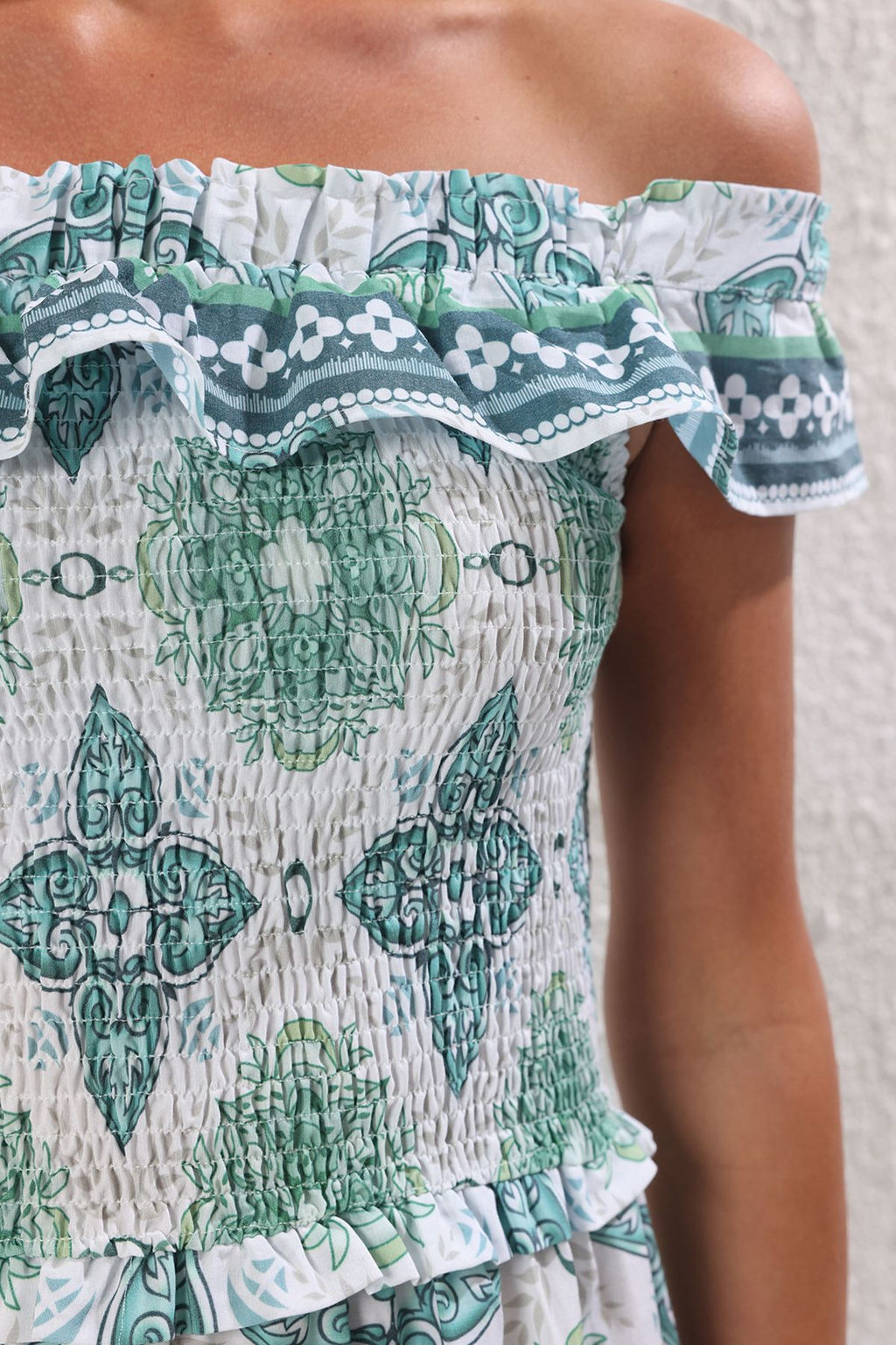 Yesil Cicekli A Kesim Gipe Detayl? Maxi Dokuma Elbise TWOSS25EL00195 - Trendyolmilla фото 3