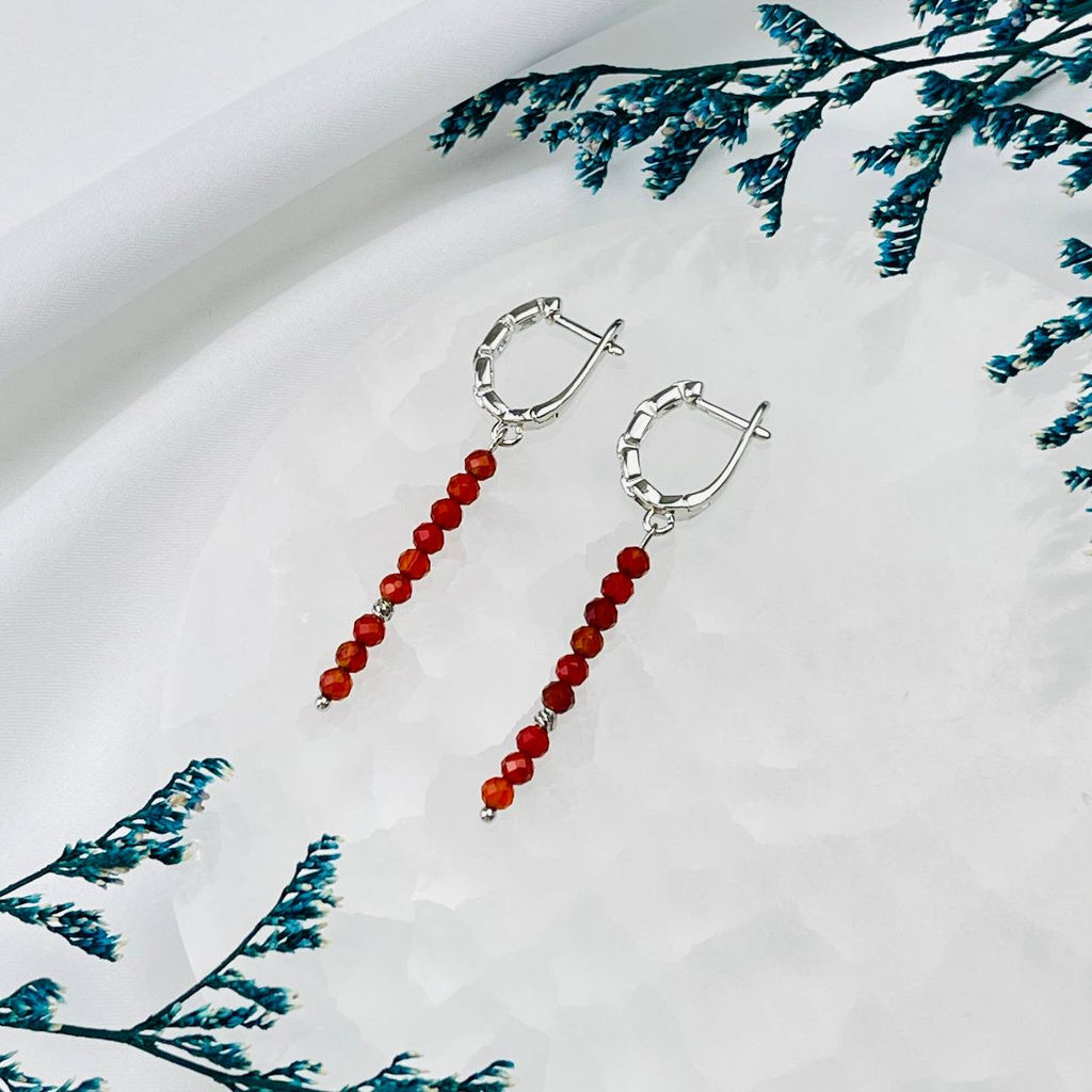 Серьги длинные из Сердолика