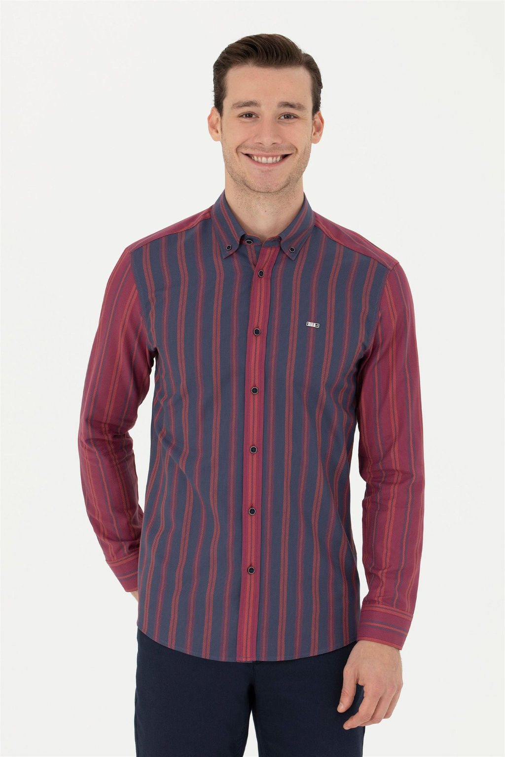 Мужская темно-синяя рубашка с длинным рукавом - U.s. polo assn фото 8