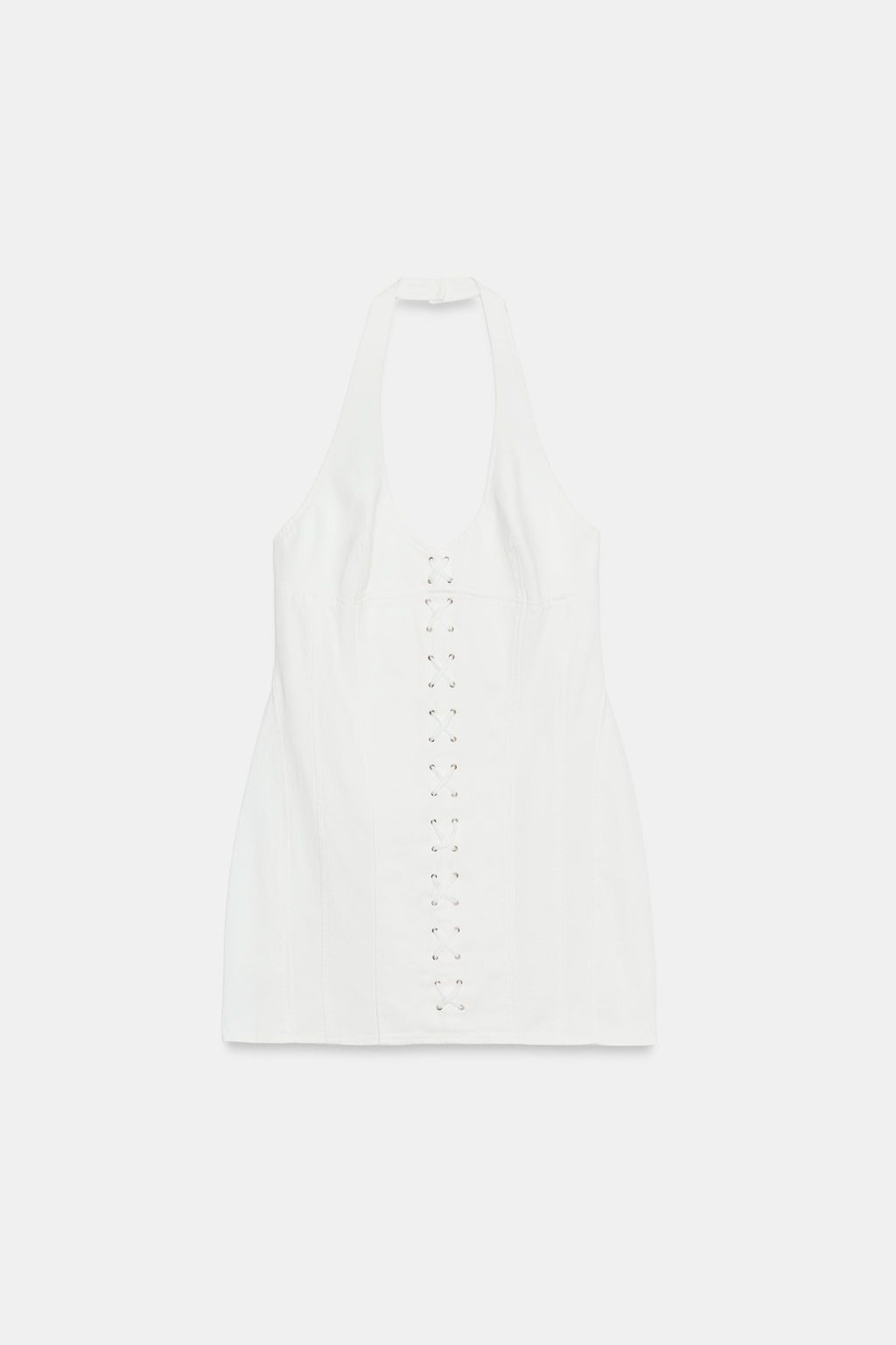 VESTIDO MINI HALTER CORDONES / Blanco roto - Zara фото 5