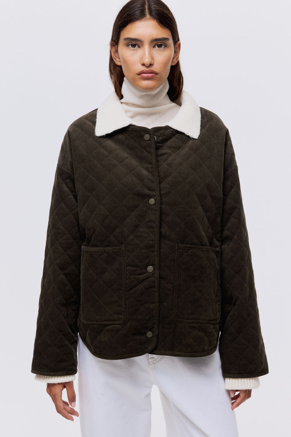 Chaqueta oversize de pana con dise?o guateado - H&m фото 8