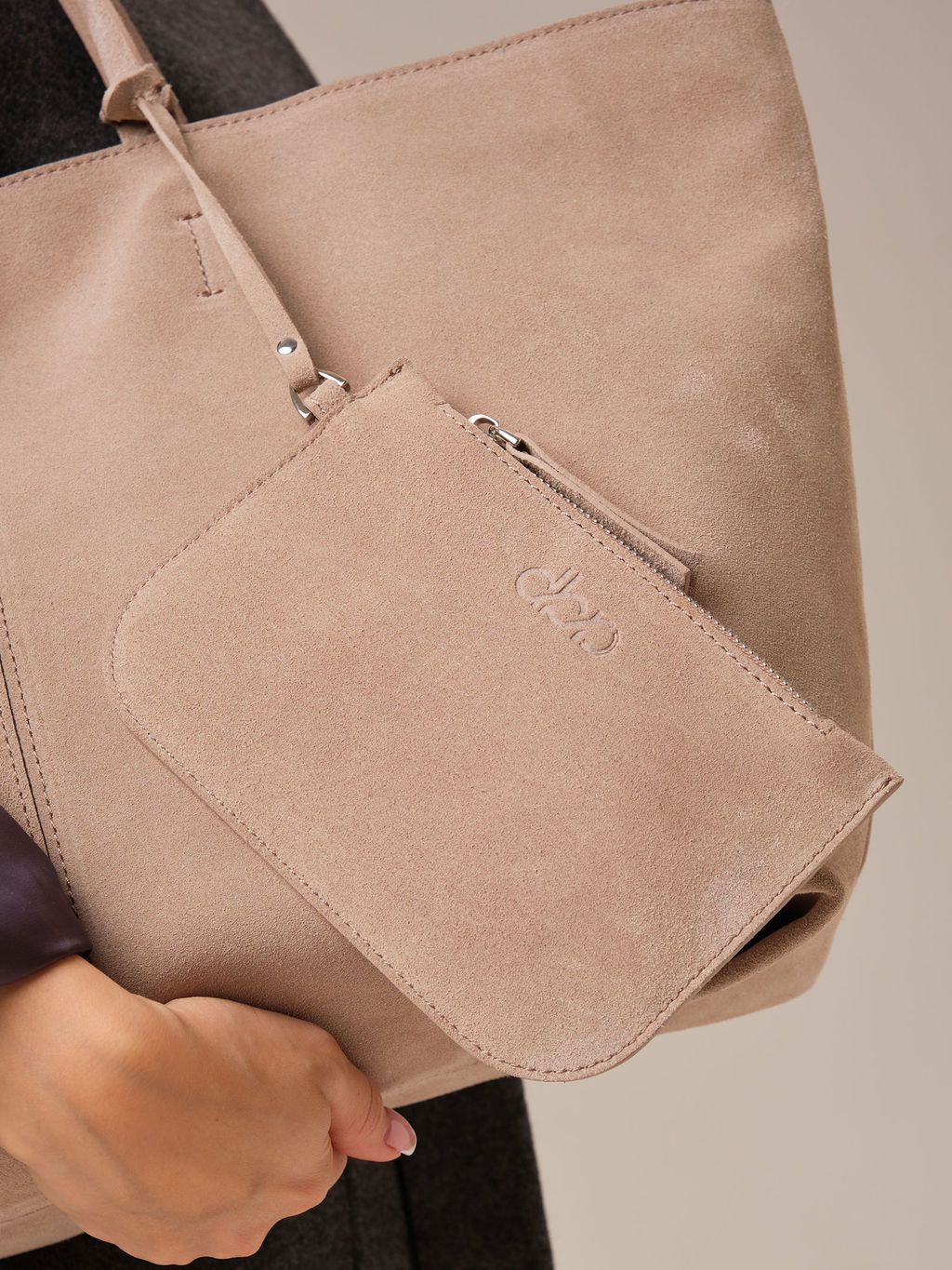 Замшевая сумка шоппер Texas DBR 31390 ваниль  фото 12