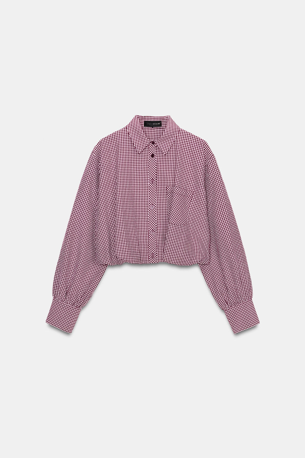 CAMISA GLOBO CUADRO VICHY / Granate - Zara фото 6