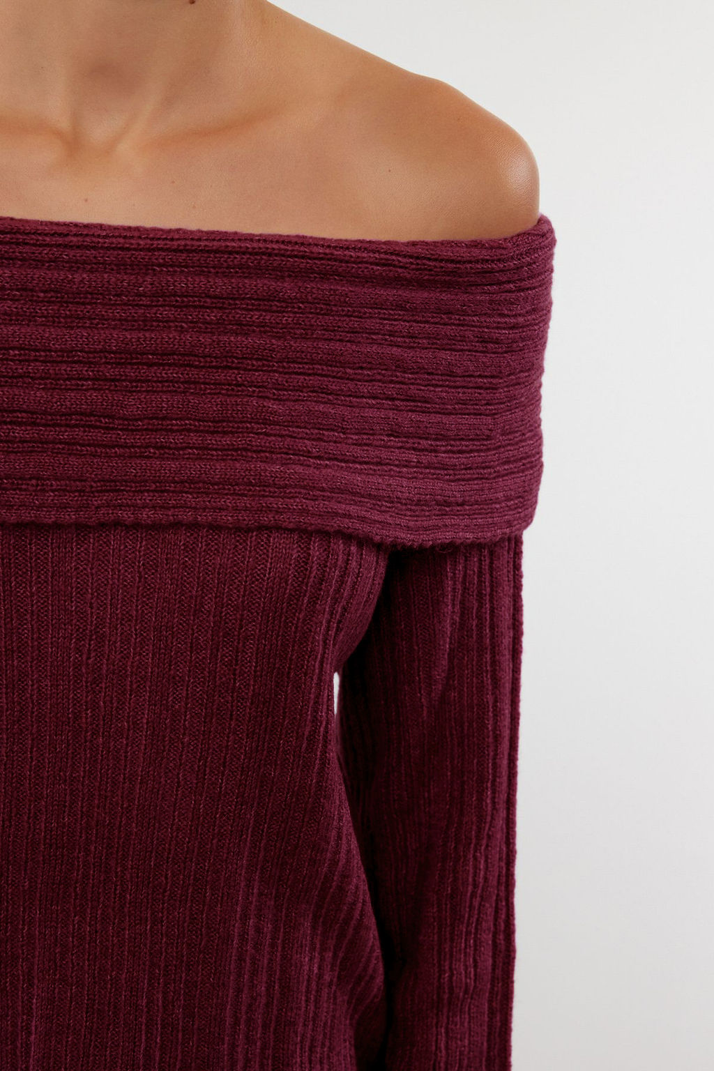 Ekru Yumusak Dokulu Carmen Yaka Triko Kazak TWOAW25KZ00076 - Trendyolmilla фото 24