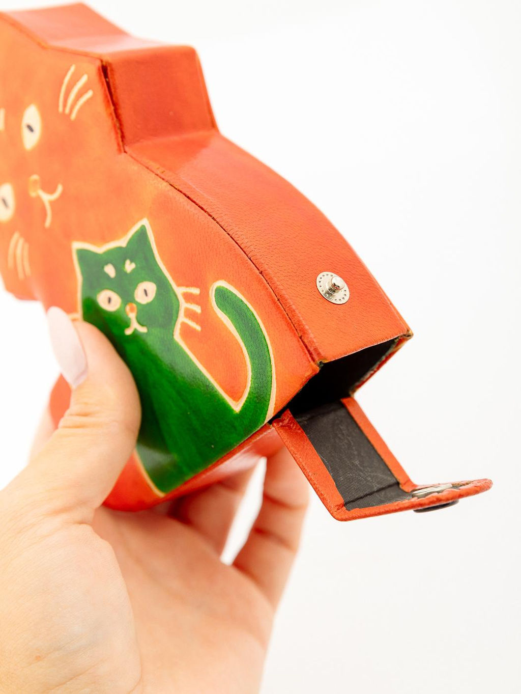 Копилка под мелочь натуральная кожа Кошка №0856/2 - Ганг фото 4