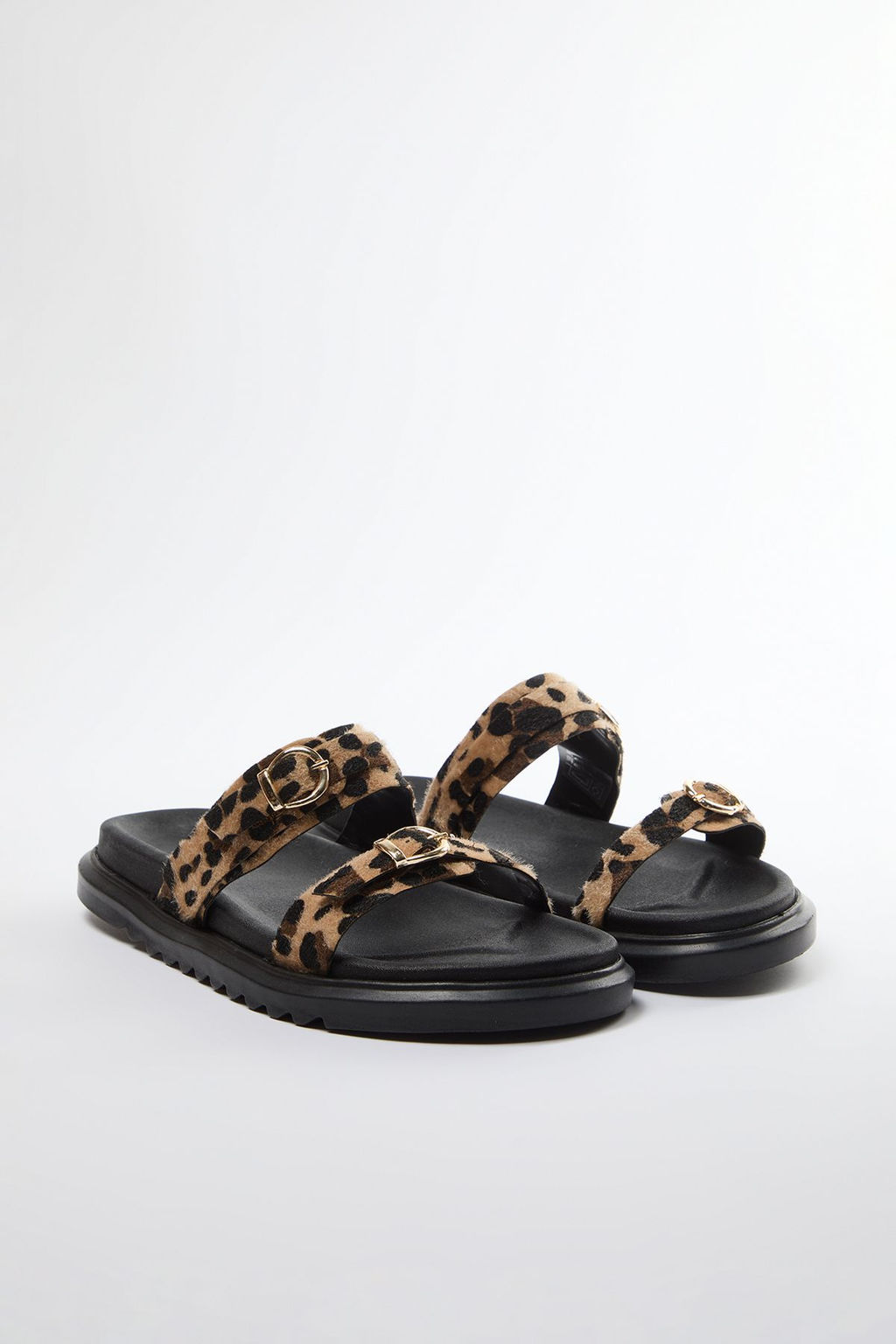 Trendyol Shoes Leopar Cift Tokal? Kahverengi Kal?n Taban Kad?n Terlik TAKAW25TE00009 - Trendyolmilla фото 8