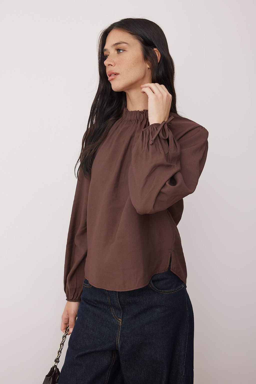 Ozel Koleksiyon Ekru Balon Kollu Dik Yaka Modal Dokuma Bluz TWOAW26BZ00145 - Trendyolmilla фото 9